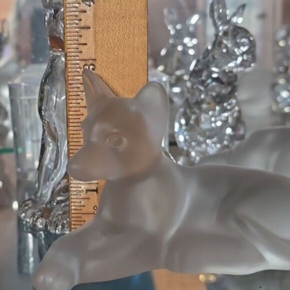 VTG Lenox 1994 Frosted & Clear Crystal Wolves Figurine Set – Howling & Resting - Picture 10 of 11